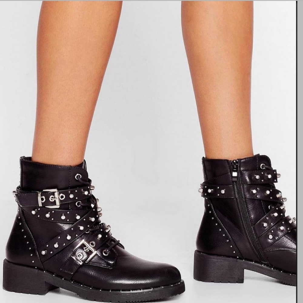 Black spiked booties
